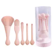 Catzon 5 Pcs Portable Mini Makeup Brushes Set Beauty Tools with Storage Bucket-Lollipop