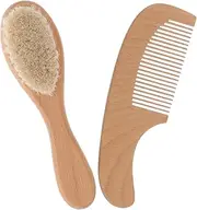 MERRYHAPY Soft Bristle Baby Hair Brush Set Wood Handle Scalp Cleaning Bath Brush for Gentle Grooming