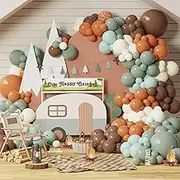One Happy Camper Birthday Decorations,145Pcs Camping Balloon Arch Garland Kit Burnt Orange Brown Balloons for Boys Kids 1st Birthday Happy Camper Forest Camping Adventure Wilderness Baby Shower Party