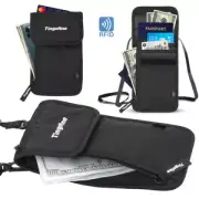 Genuine RFID-Blocking Neck Stash Anti-Theft Hidden Wallet in Black -AU