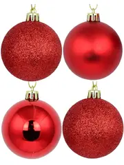 Red Glittered, Matte & Metallic Christmas Bauble Decorations - 12 x 60mm