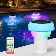 Dosing Float Pool with LED Pool Lighting Solar Ship Floating Chlorine Dispenser with Remote Control Adjustable Dosing Float Pool Float for Chlorine Tablets Chlorine Dispenser IP68 Waterproof