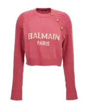 cropped knitted pullover FR44 Red