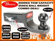 VONNIES 3500KG TRAILER TOW BAR TONGUE HITCH 65mm DROP 33mm RISE inc BALL & PIN