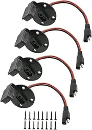 BCOATH 4 Pack Sae Connector Cable Solar Panel Flush Mount Wire Waterproof Cap Thick Cable Sae Power Socket for Rv Motorcycle Tractor