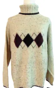 WOOLRICH MEN'S KNIT WOOL SWEATER TURTLE NECK PULLOVER WINTER,SKI FIREPLACE~M