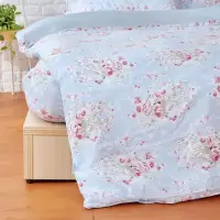 在飛比找momo購物網優惠-【伊德生活】埃及棉床包枕套組 田園玫瑰藍 雙人(埃及棉、床包