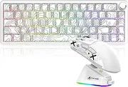 Attack Shark X65PRO HE & X11 Gaming Combo–Hall Effect Magnetic Keyboard & Ultra-Light Mouse with RGB Charging Dock, 8K Polling, 22K DPI, Tri-Mode Wireless, Hot-Swappable, for Win/Mac/Linux (White)