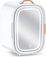 Wangyongheliu 15L Portable Mini Fridge, Mirrored Skincare Fridge with LED Light,
