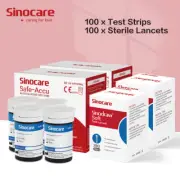 Sinocare ACCU Blood Glucose Test Diabetes 100 Test Strips & Lancets (No Meter)