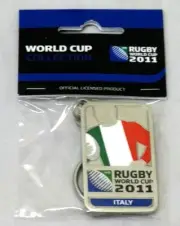 33657 RUGBY WORLD CUP 2011 ITALY SILVER JERSEY FLAG KEYRING KEY RING