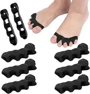 4 Pairs Toe Spacers, Soft Toe Straighteners for Correct Toe Spreaders Foot Alignment Hammertoe Correctors Toe Separators for Women Men (Black)