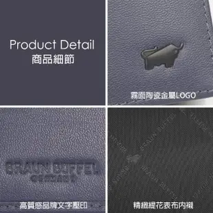 【BRAUN BUFFEL 德國小金牛】台灣總代理 路西奧 8卡中間翻零錢袋短夾-深藍色(BF399-318-DB)