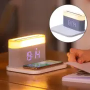 Digital LED Alarm Clock With Smart Phone 15W Wireless Charger Night Light Lamp