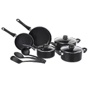 Non-Stick Cookware Set without Induction Base (Black) 8 Piece