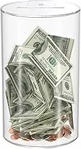 NIUBEE Clear Piggy Bank for Boys Girls Kids Adult Gift, Unopenable Acrylic Saving Money Jar for Coin Cash Bills (Medium)