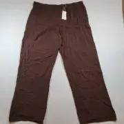 NWT Vince Women's Work Pants Sz 2X Brown Elastic Waist Minimalist Trousers