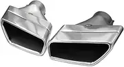 1 Pair 304 Stainless Steel Car Exhaust Tip Compatible For BMW G30 G31 G32 530i 540i Muffler Tip Square Nozzle Original Design Exhaust Tip(Silver A)