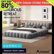 ALFORDSON Bed Frame Queen Double King Single Size Tufted Headboard Grey Velvet