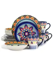 Elama Zen Mozaik 16pc 3-Tier Stoneware Dinnerware Set
