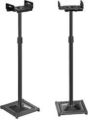 PERLESMITH Universal Speaker Stands Height Adjustable Extend 33.3” to 45.1” Holds Satellite Speakers & Bookshelf Speakers up to 11lbs-1 Pair PSSS2 Black