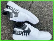 Custom Air Force 1 Black Drip White Wave/Air Force 1 Custom Shoes NEW IN BOX