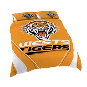 Wests Tigers NRL DOUBLE Bed Quilt Doona Duvet Cover & Pillow Cases Set NEW