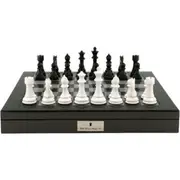 Dal Rossi Italy Dal Rossi 20'' Carbon Fibre Chess Board with 95mm Black/White Chess Pieces