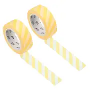 Washi Tape 0.59 Inch x 10.93 Yards, 2 Roll Stripes Pattern Sticker Yellow