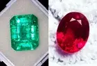 Loose Gemstone Natural Red Ruby & Green Emerald 8 to 10 Ct Certified LM122