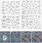 Lyrow 122 Pcs Water Soluble Stabilizer for Flower Pattern Stick and Stitch Embroidery Paper Wash Away Embroidery Stabilizers Tear Away Patterns for Hand Sewing Lover