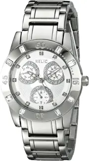 NEW FOSSIL RELIC ZR15680 MULTIFUNCTION WOMENS WATCH CRYSTAL DIAL STEEL BETH