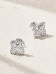 [De Beers] De Beers - Enchanted Lotus 18-karat White Gold Diamond Earrings - One size One size Gold
