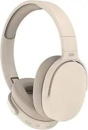 Trevi DJ 12E45 BT DJ HiFi Bluetooth Headphones with MP3 Player from Micro SD Card, Aux-in, Direct Button for Phone Calls, Built-in Microphone, Rechargeable Battery with Type-C (Cream)
