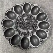 Vintage Carter Pewter Rooster Devil Egg Serving Plate (s2)