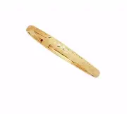 Baby Kids Textured Diamond Cut Bangle Bracelet Real Solid 10K Yellow Gold 5"