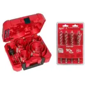 Milwaukee Hole Saws Bits Carbide W/ Speed Feed Auger Wood Drilling Set 14Pcs
