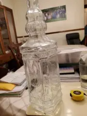 Holiday Glass Decorating Bottle 21"H Clear w/Raised Design & Cork New