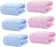 CIMAXIC Infant 6pcs Burping Cloths Newborn Muslin Washcloths Soft Cotton Multi-Purpose Towels for Boys Girls