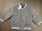 NWT Baby Gap boy SPRING gray bomber jacket wool 18 24 5 5T