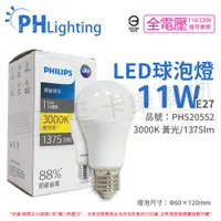 在飛比找PChome24h購物優惠-(6入) PHILIPS飛利浦 LED 11W 3000K 