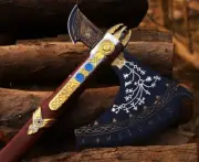God of War Kratos Axe Carbon Steel Leviathan Axe Real Useable Frost Axe Leather