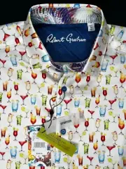 Robert Graham MIXER Tropical Drinks $198 Medium Classic Fit Short Sleeve NWT M