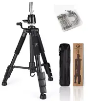 Wig Stand Tripod with Non-Slip Base Adjustable Mannequin Head Stand with Hook He