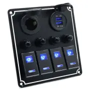4 Gang LED Rocker Switch Panel 12V for Car Boat Marine USB Charger ON OFF Toggle