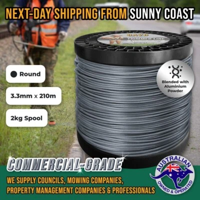 Commercial Round Aluminium Blend TRIMMER LINE 3.3mm x 210m 4.4LB Snipper Cord