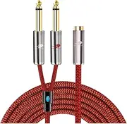 OFC Audio Cable M~ni Jack 3.5mm Female to Dual 6.35mm PC Headphone Mixer Amp 1/8" to 2 TS Jack 1/4" Cable 1M 2M 3M 5M 8M(12meter)