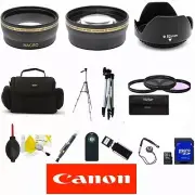 CANON EOS REBEL T3 T3I TELEPHOTO ZOOM LENS WIDE ANGLE LENS 16GB SD BAG TRIPOD