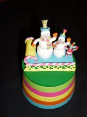 2 SNOW MAN Snowmen*Sled*Christmas MOUSE*MUSIC Box ROTATES*Jingle Bells*FREE SHIP