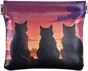 [YXYZRMY] Three Cats Sunset PU Leather Squeeze Coin Purse, Coin Pouch Change Holder for Women Men, Mini Portable Cosmetic Bags for Women, Multi-colored, one size, Multi-style, Multi-colored, one size